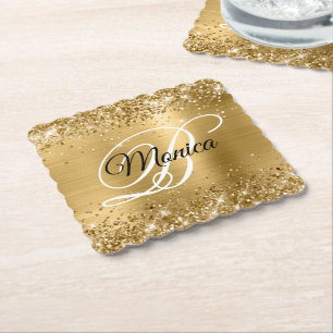 Dessous-de-verre En Papier Glitterie or huile Fancy Monogramme