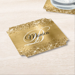 Dessous-de-verre En Papier Glitterie or huile Fancy Monogramme