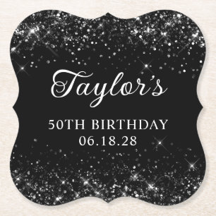 Dessous-de-verre En Papier Glittery Black 50e anniversaire