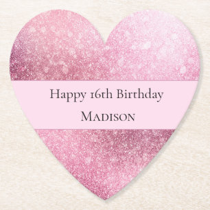 Dessous-de-verre En Papier Glitzy Glam Rose Paillette Anniversaire Sweet 16