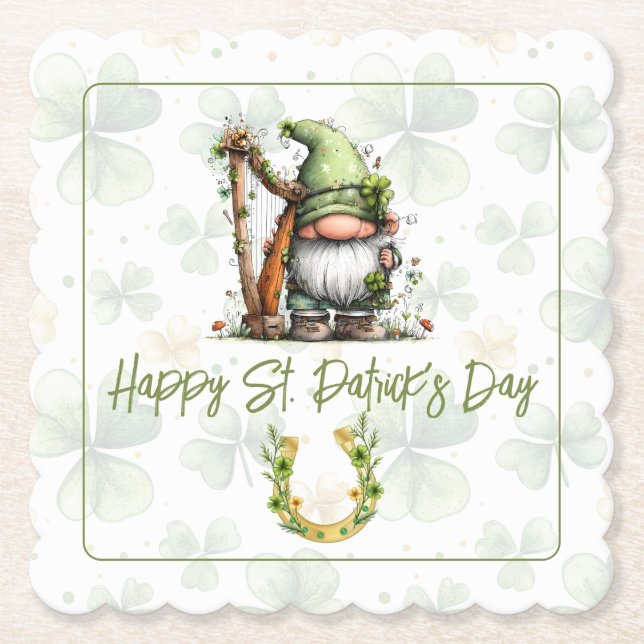 Dessous-de-verre En Papier Gnome de la Saint-Patrick Fantaisiste  (Devant)