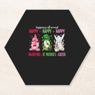 Dessous-de-verre En Papier Gnome Happy Valentine St Patrick Bonheur de Pâques