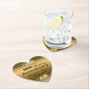Dessous-de-verre En Papier Gold 50th Wedding Anniversary