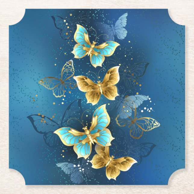 Dessous-de-verre En Papier Golden butterflies (Devant)