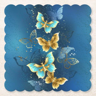 Dessous-de-verre En Papier Golden butterflies