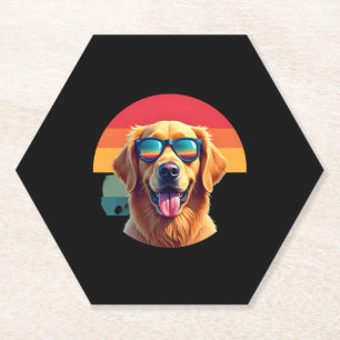 Dessous-de-verre En Papier Golden Retriever pour enfants garçons filles lunet