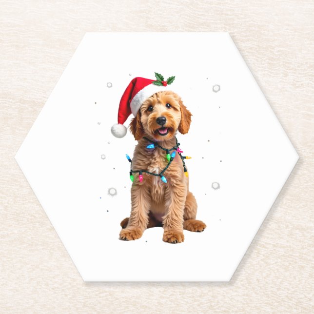 Dessous-de-verre En Papier Goldendoodle Dog Tree Christmas Sweater Xmas Pet D (Devant)