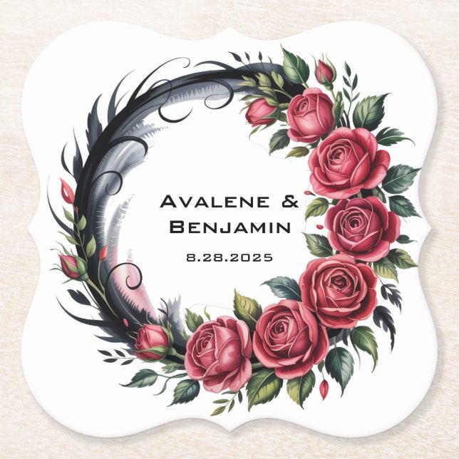 Dessous-de-verre En Papier Gothic Rose Wedding Frame (Devant)