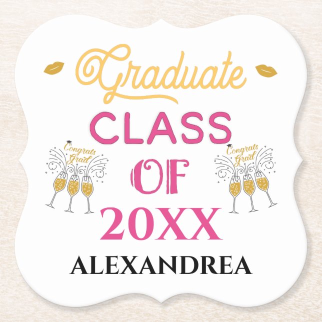 Dessous-de-verre En Papier Graduation Cours Grats Grad Personnaliser (Devant)
