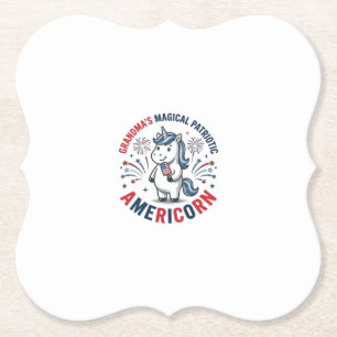 Dessous-de-verre En Papier Grand-mère design de t-shirt licorne patriotique a
