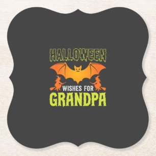 Dessous-de-verre En Papier Grand-père de Halloween Chauve-souris Sorcière Sou