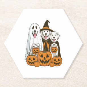 Dessous-de-verre En Papier Grande Pyrénées Chien Ghost Sorcière Halloween jum