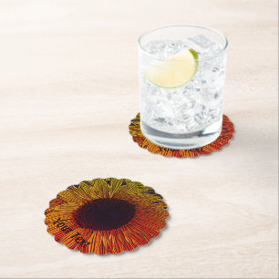 Dessous-de-verre En Papier grande tournesol jaune coloré contemporain