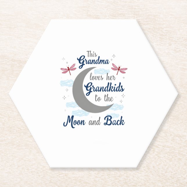 Dessous-de-verre En Papier Grandma Loves Her Grandkids Dragonfly Moon Women G (Devant)