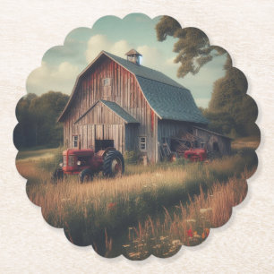 Dessous-de-verre En Papier Grange vintage/rustique et art tracteur