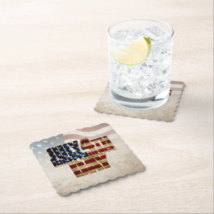 Dessous-de-verre En Papier Graphisme Grunge USA 4 juillet Indépendance