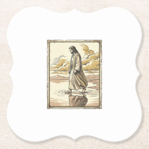 Dessous-de-verre En Papier Gravure de marche spirituelle vintage de l'eau