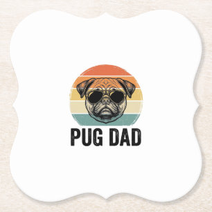 Dessous-de-verre En Papier Gravure Papa Pug Vintage Design pour Amoureux des