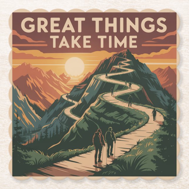 Dessous-de-verre En Papier Great Things Take Time (Devant)