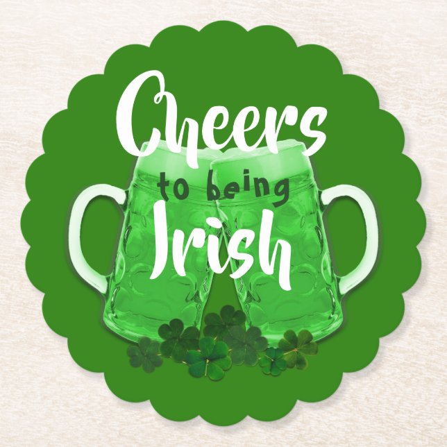 Dessous-de-verre En Papier Green Beer Cheers Irish St. Patricks Day (Devant)