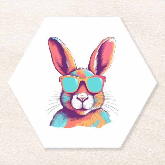 Dessous-de-verre En Papier Greg le lapin avec des lunettes (Devant)