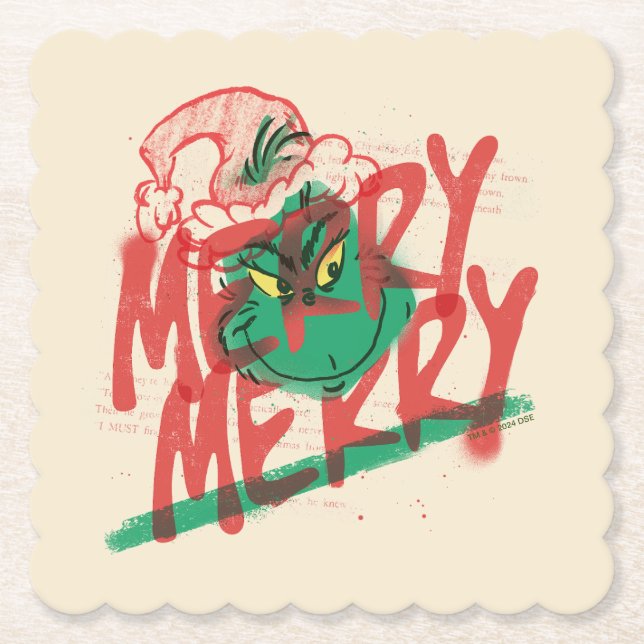 Dessous-de-verre En Papier Grinch | Joyeux Grunge Graphique (Devant)