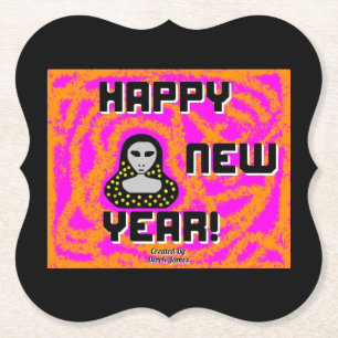 Dessous-de-verre En Papier Gris voeux de nouvel an Dessous de verre papier de
