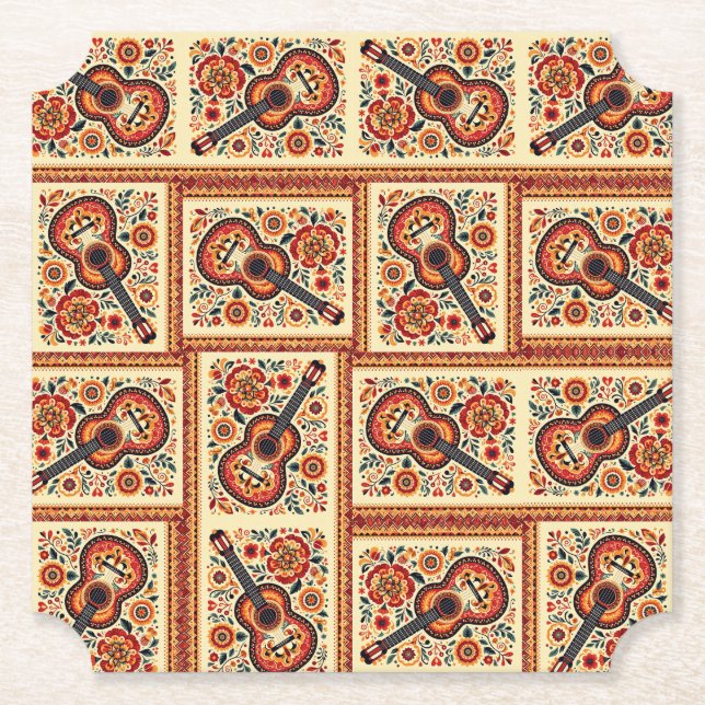 Dessous-de-verre En Papier Guitare portugaise (Devant)