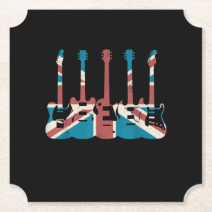 Dessous-de-verre En Papier Guitare vintage Grande-Bretagne Drapeau - Guitare