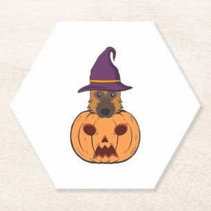 Dessous-de-verre En Papier Halloween bergers allemands avec Casquette sorcier