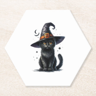 DESSOUS-DE-VERRE EN PAPIER HALLOWEEN BLACK CAT COASTER