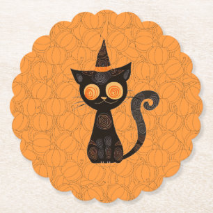 Dessous-de-verre En Papier Halloween/chat/citrouille/automne 