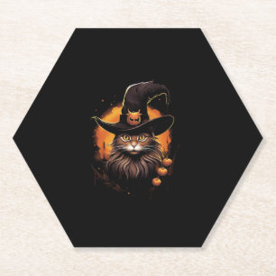 Dessous-de-verre En Papier Halloween Chat Sorcière Casquette Costume Citrouil
