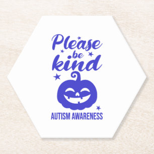 Dessous-de-verre En Papier Halloween Citrouille bleu Autisim sensibilisation