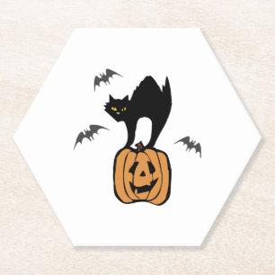 Dessous-de-verre En Papier Halloween de chat noir