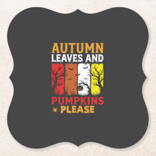 Dessous-de-verre En Papier Halloween Feuilles d'Automne et Citrouilles Design