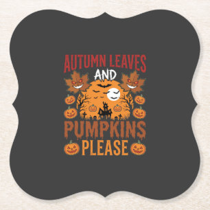 Dessous-de-verre En Papier Halloween Feuilles d'Automne et Citrouilles Vecteu