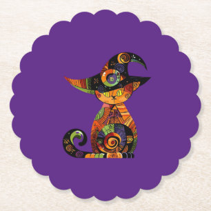 Dessous-de-verre En Papier Halloween/mystique/chat/chute