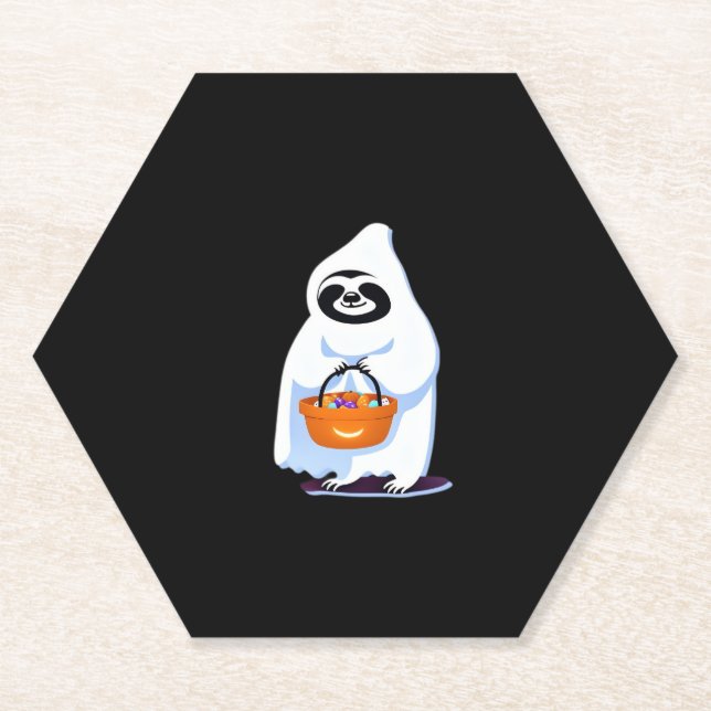 Dessous-de-verre En Papier Halloween paresse habillé comme un fantôme tour ou (Devant)