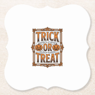 Dessous-de-verre En Papier Halloween Trick Treat Citrouille Crânes Vintage Gr