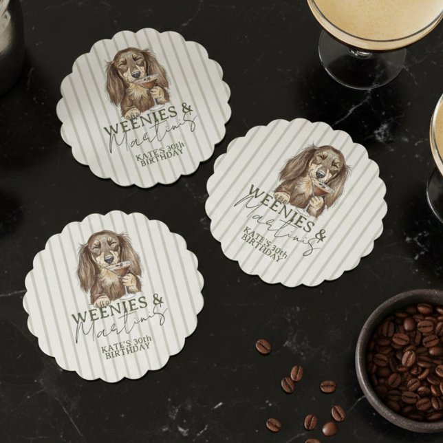 Dessous-de-verre En Papier Hand Drawn Weenies and Martinis Dachshund (Hand Drawn Weenies and Martinis Dachshund Paper Coaster)