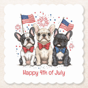Dessous-de-verre En Papier Happy 4 juillet Bulldogs français