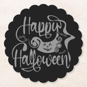 Dessous-de-verre En Papier Happy Halloween chauves-souris Jack-o'-lantern