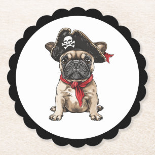 Dessous-de-verre En Papier Happy Halloween Pirate French Bulldog