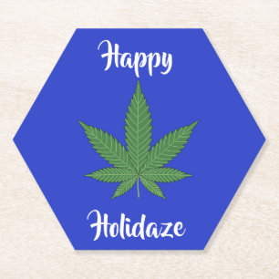 Dessous-de-verre En Papier Happy Holidaze Weed Leaf Holidays Personnalisés