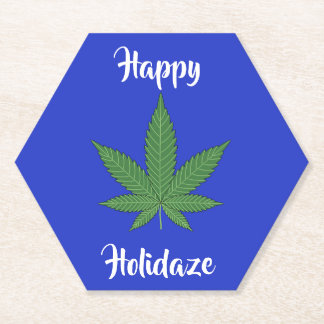 Dessous-de-verre En Papier Happy Holidaze Weed Leaf Holidays Personnalisés