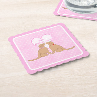 Dessous-de-verre En Papier Happy Valentine’s Day Golden Dogs Flat Card