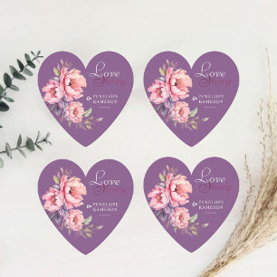 Dessous-de-verre En Papier Heart Violet Love Story Aquarelle Peony Mariage