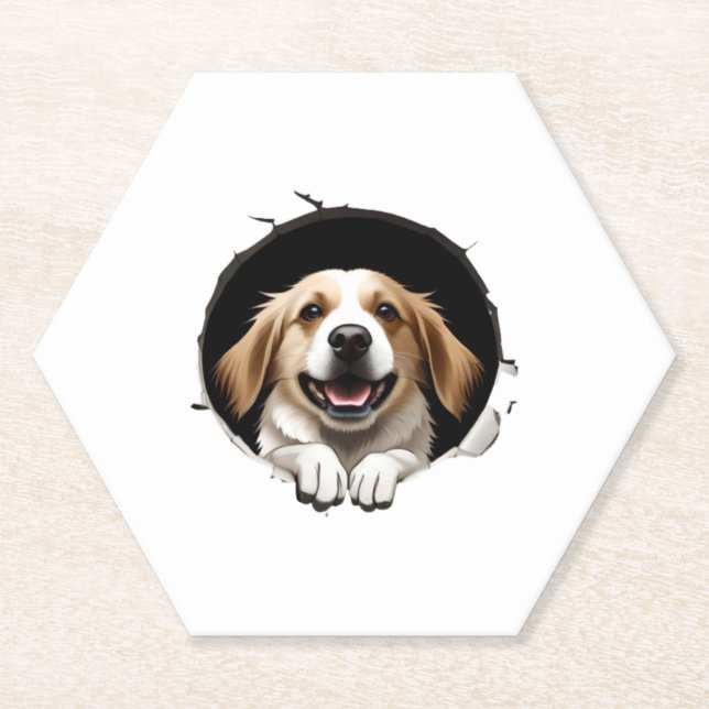 Dessous-de-verre En Papier Heureux chien (Devant)