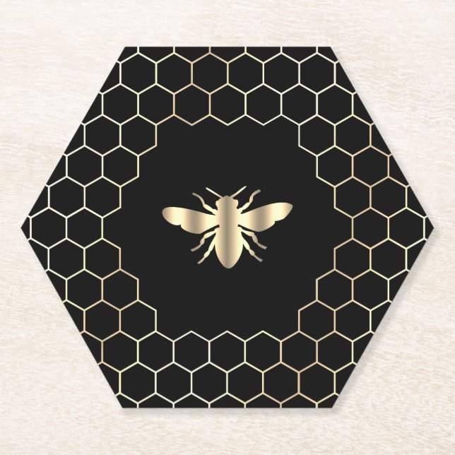 Dessous-de-verre En Papier hexagones conception abeille nid d'abeille sur noi (Devant)